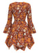 [Prévente] 2PCS hauts manches cloche et robe à bretelles marguerite hippie orange des années 1970