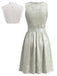 Ensemble 2PCS bleu avec robe florale en dentelle à col carré et laçage, tablier et top Années 1950