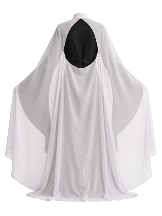 2PCS Robe de costume d'Halloween cour médiévale et châle dos nu années 1980