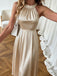 Robe Satin Perle Halter Sans Manches Champagne Années 1930 5