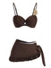 Satin Métallique Soleil à Volants Noué Ensemble Bikini Café Années 1980