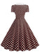 Robe Évasée Col Claudine Bicolore à Pois Années 50