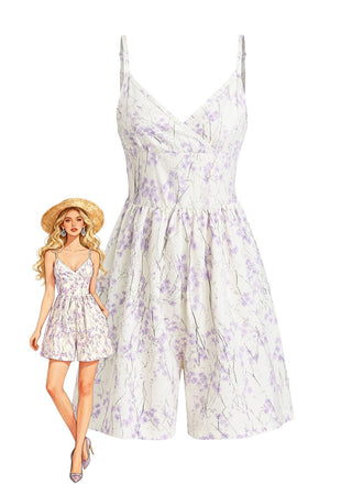 Combinaison bretelles spaghetti violette floral