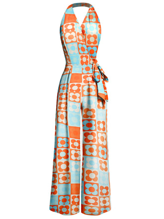 [Prévente] Combinaison dos nu fleurs et blocs de couleurs des années 1960