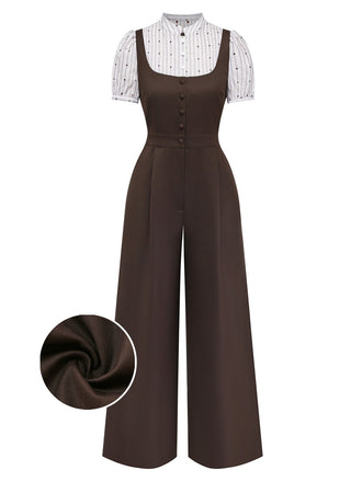 Combinaison marron avec un gros plan sur la texture du tissu sur fond blanc