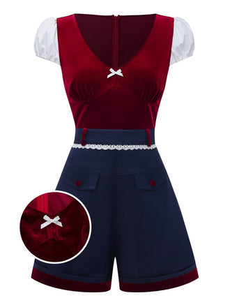 Combishort rouge à col en V