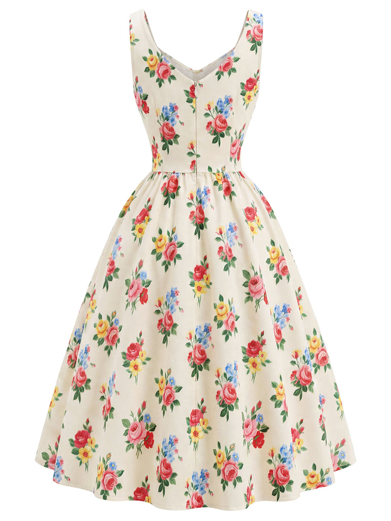 [Prévente] 2PCS Crème Boléro Cardigan et Floral Robe Années 1940