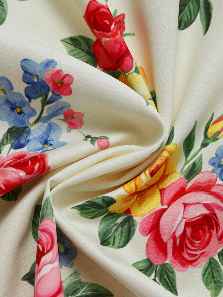 [Prévente] 2PCS Crème Boléro Cardigan et Floral Robe Années 1940