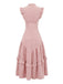 Rose Foncé Robe Évasée Sans Manches en Coton Lin années '50 2