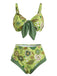 Ensemble bikini à motifs verts sur fond blanc