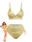 Ensemble bikini taille haute métallisé paillettes années 1970