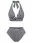 Ensemble tankini noir rayé à nouer années 1950