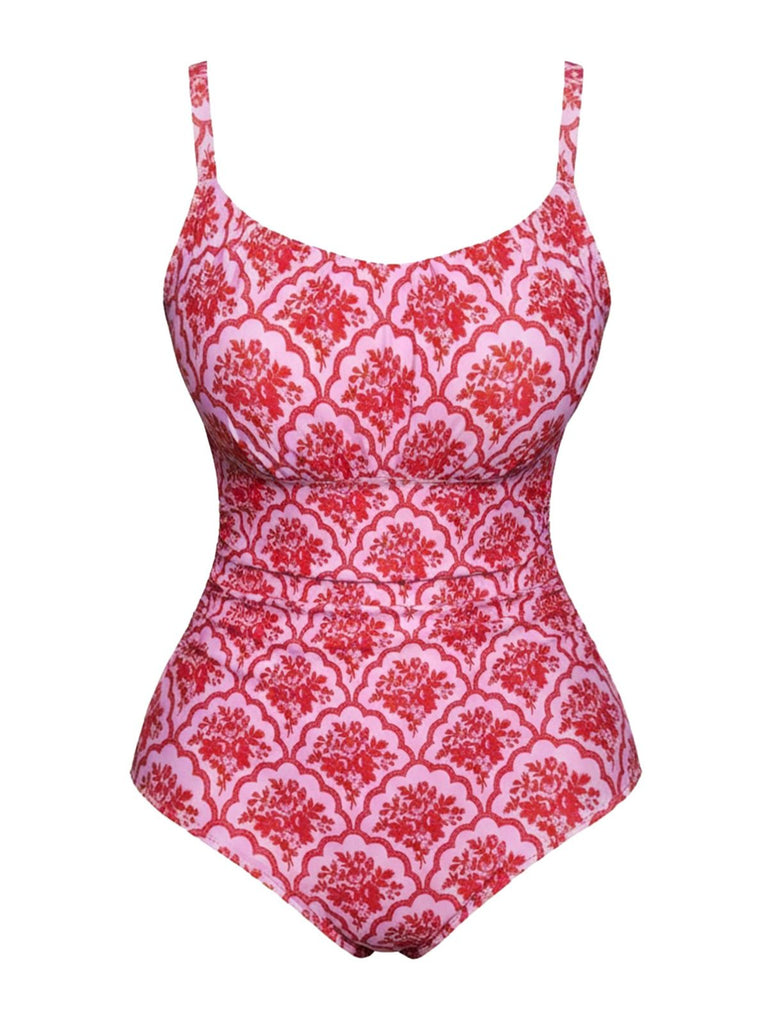 Maillot de bain à motifs rouges et blancs sur fond blanc