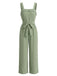 Combinaison à Bretelles Col Carré avec Ceinture Jambes Larges Vert Années 30