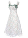 Floral dress with green straps on a white background