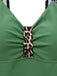 Green 1950s vintage leopard print swimsuit collar closeup highlighting retro neckline details and craftsmanship perfect for classic pinup beach styling