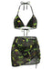 Gothique Champignon Crâne Dos-Nu Résille Ensemble Bikini Verte Années 1960 2