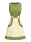 [Prévente] Robe sans manches colorblock vert et blanche des années 1960