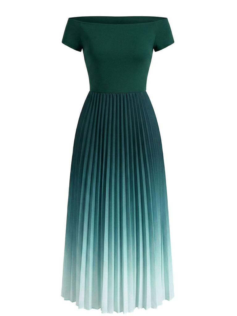 Green dress with a gradient effect on a white background