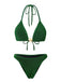 Front: Green 1940s Solid Starfish Sequined Bikini Set, vintage charm, perfect for vintage fashion lovers