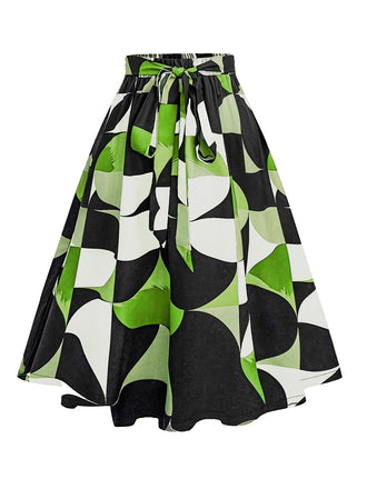 Skirt with green and black pattern on a white background