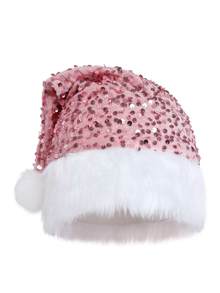 Robe bustier rose à paillettes et fourrure des années 60