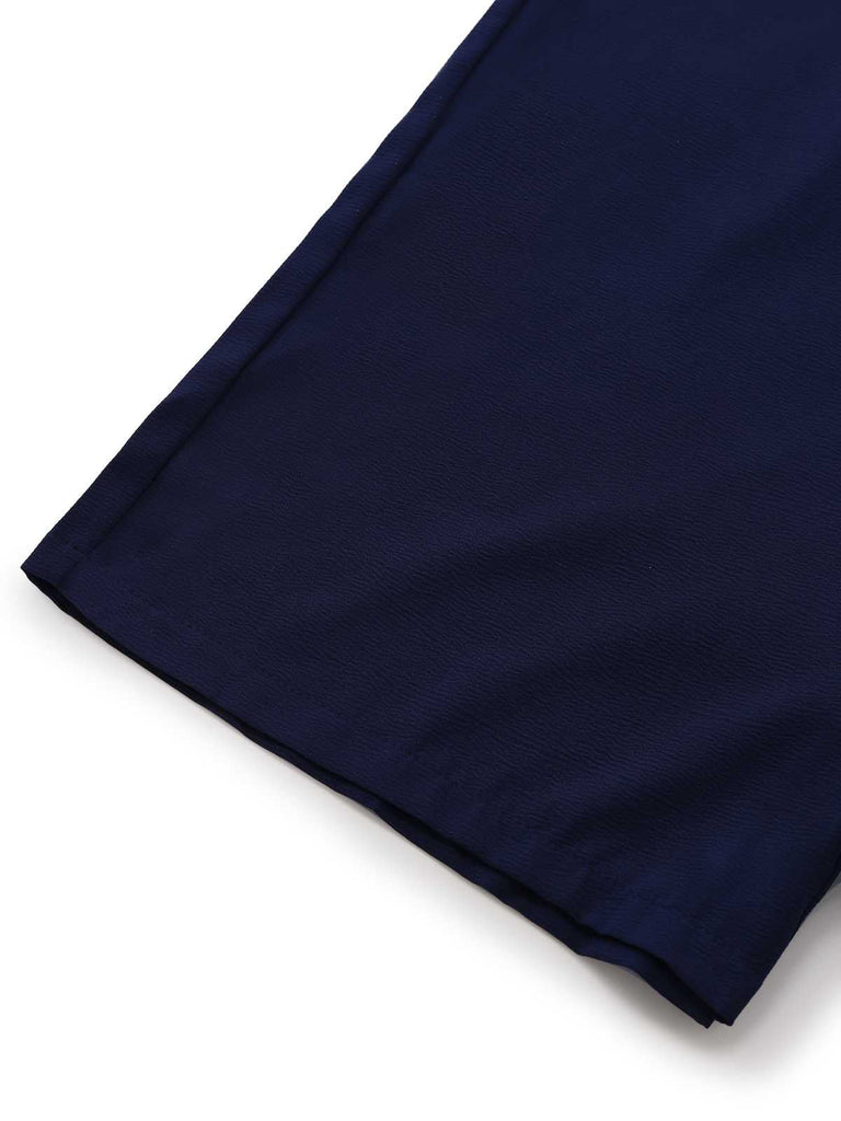 Combinaison bleu marine unie à ceinture années 1980