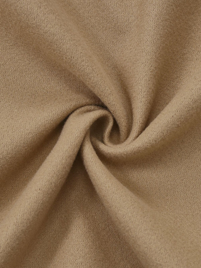 Manteau col en fourrure avec ceinture kaki unie des années 1920