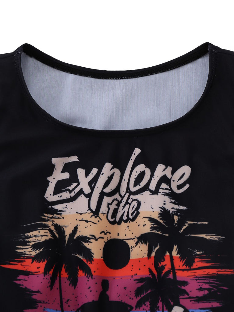Ensemble Tankini Noir Explore The Beach Années 1950