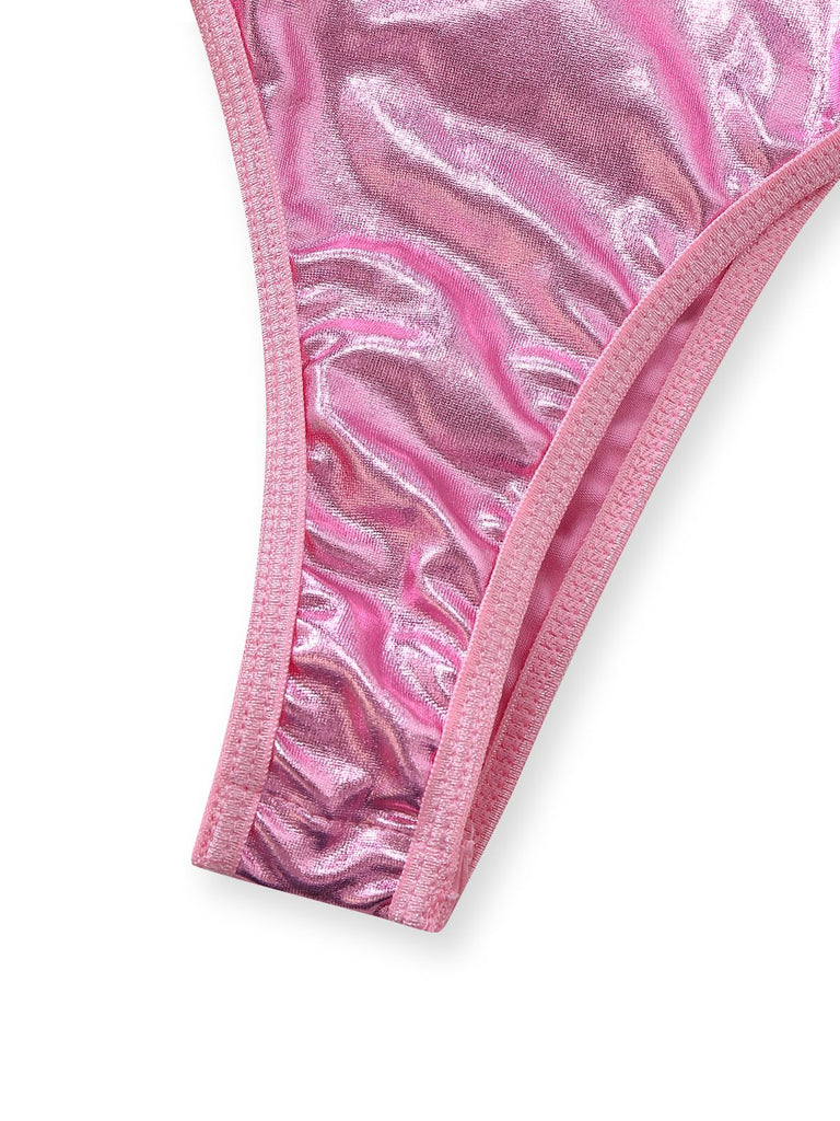 Ensemble De Lingerie Body Bretelles Nues Cuir Verni À Lacets Année 1980