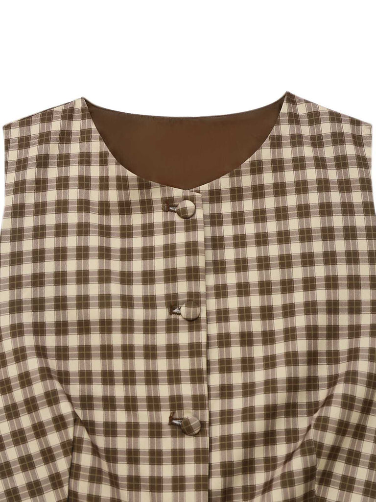 Gilet marron à carreaux vichy des années 1930