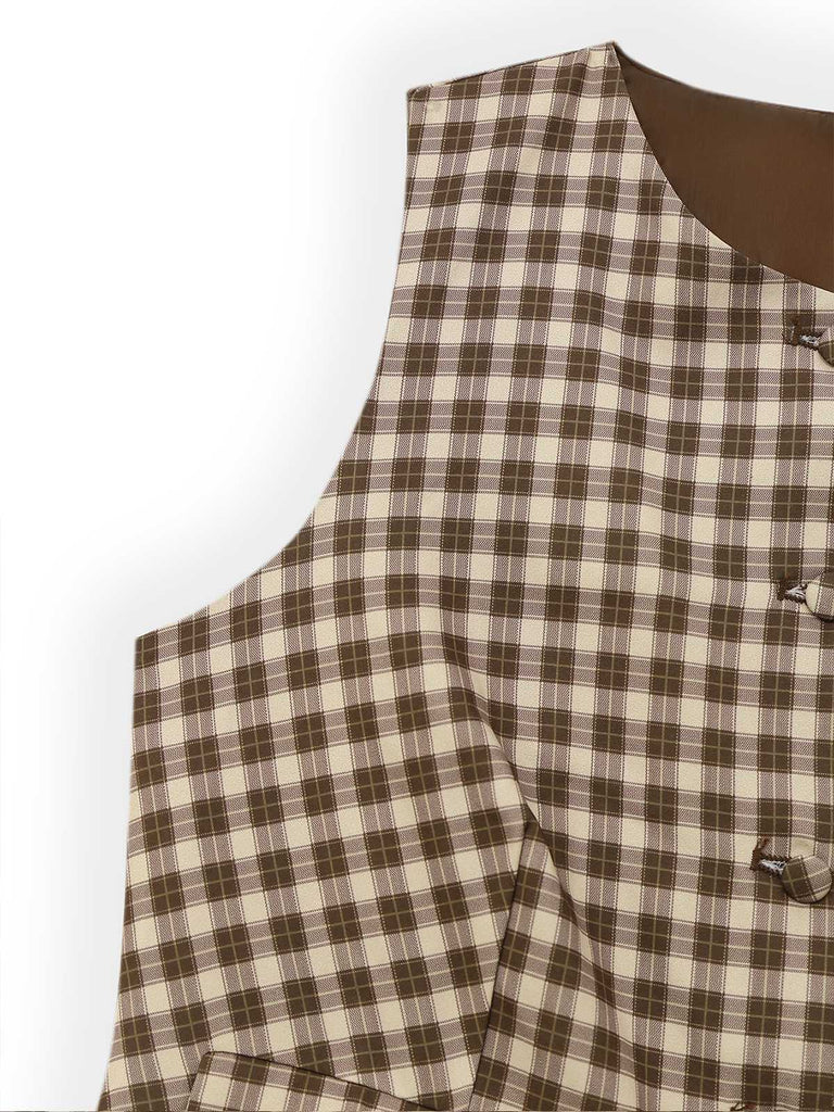 Gilet marron à carreaux vichy des années 1930