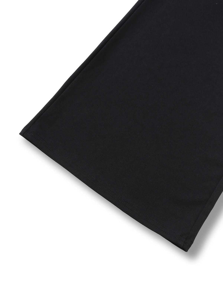 Combinaison à épaules dénudées et col en V profond contrasté années 1970