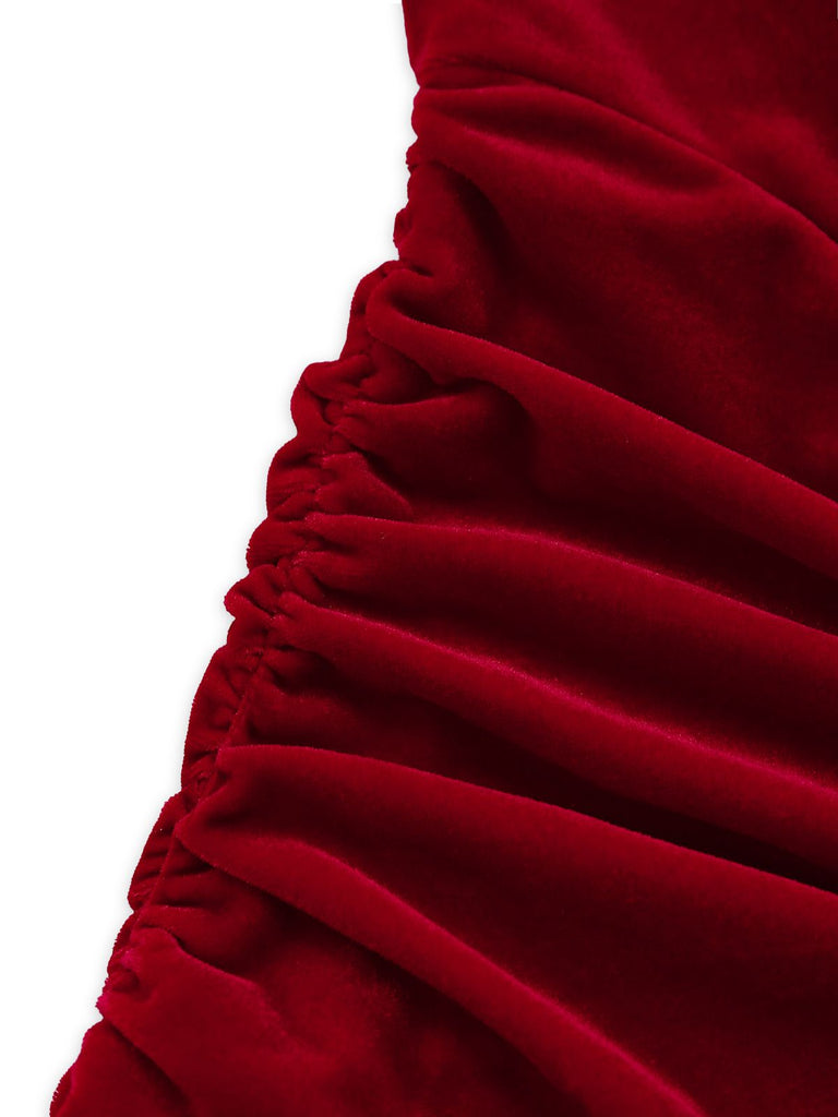 [Prévente] Robe courte rouge velours corset années 1980s