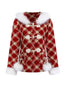 [Prévente] Manteau polaire à carreaux rouge avec col en fourrure années 1940