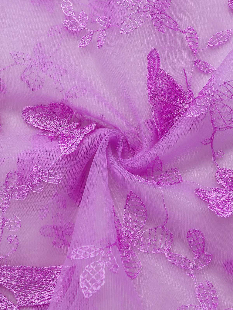 Robe Maxi Bretelles Épaghetti Papillons 3D Maille Années 1930