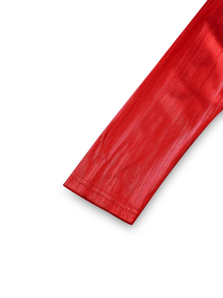 [Pré-vente] Robe moulante brillant rouge col en V et fente des années 1960