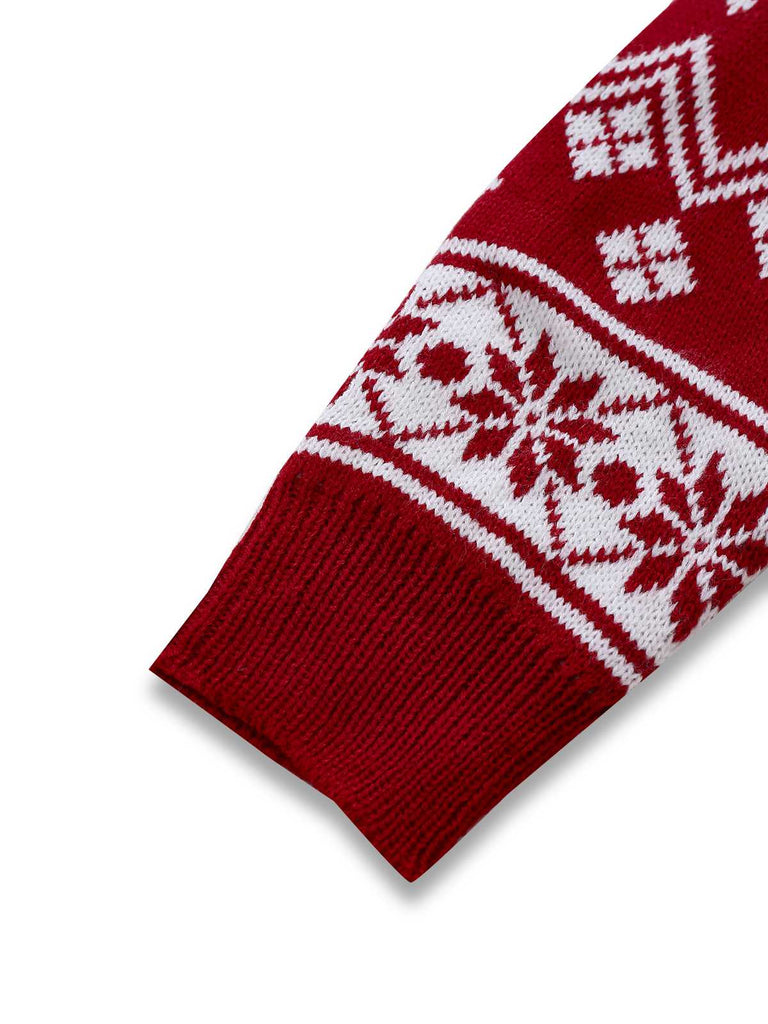 Robe en maille jacquard à rennes et de flocons de neige années 1960