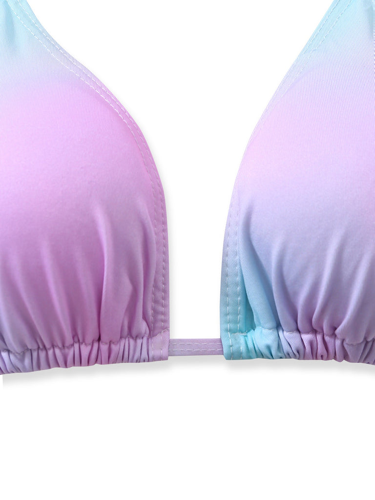 3PCS Ensemble bikini dos nu ombré et paréo Y2K