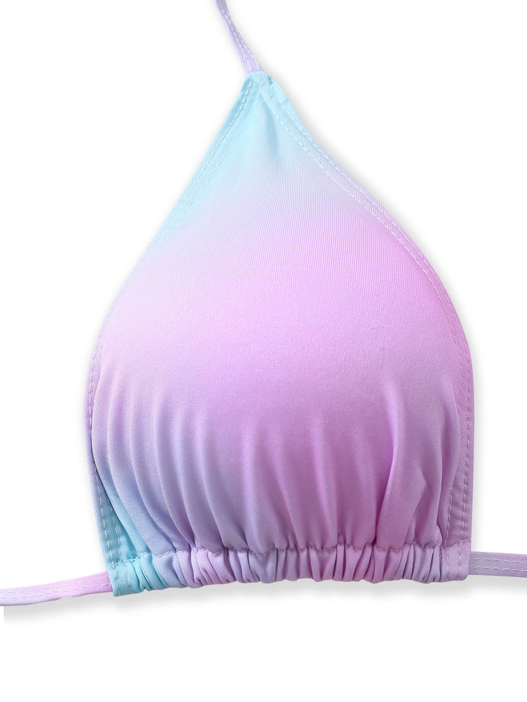 3PCS Ensemble bikini dos nu ombré et paréo Y2K