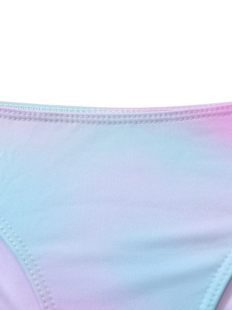 3PCS Ensemble bikini dos nu ombré et paréo Y2K