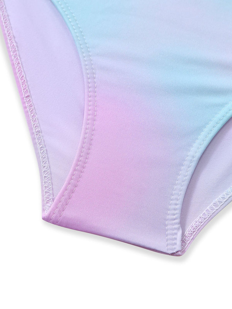 3PCS Ensemble bikini dos nu ombré et paréo Y2K