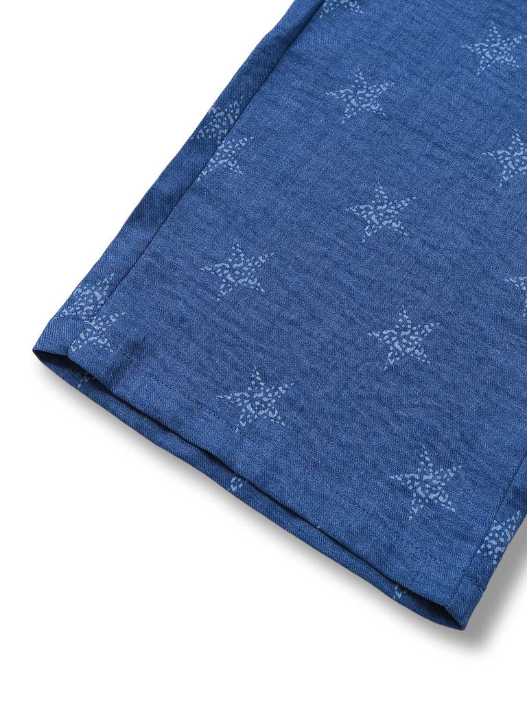 Combinaison salopette bleue bohème à imprimé étoiles années 70