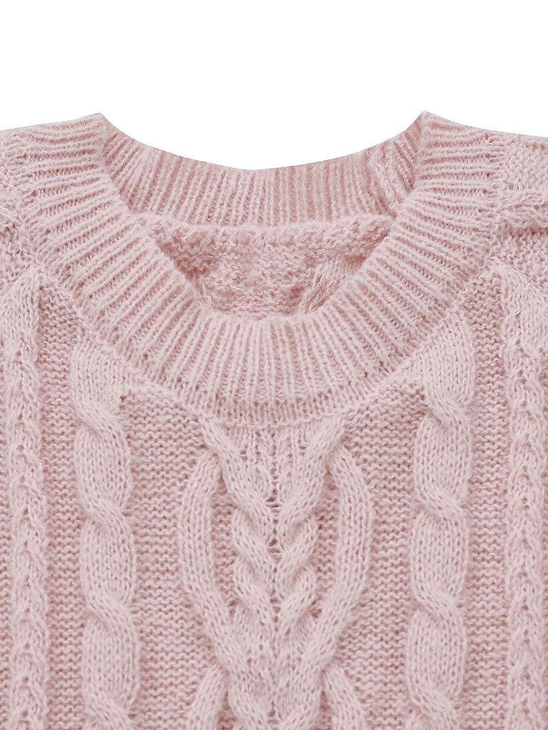 Robe pull plissée en maille torsadée unie des années 1940