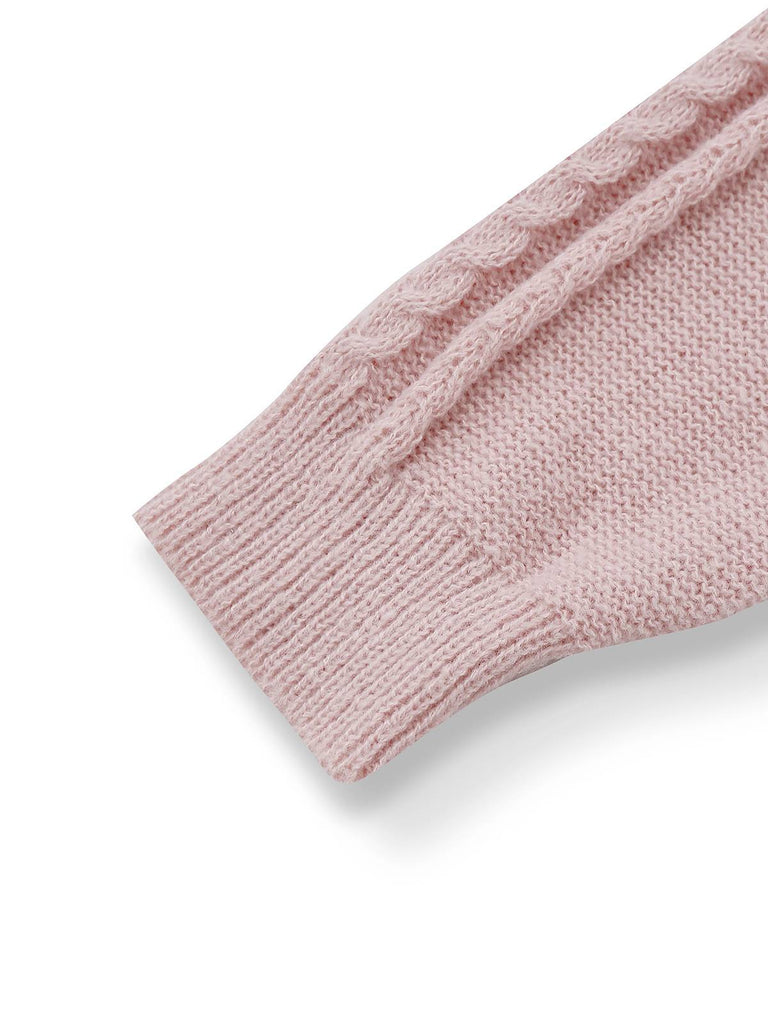 Robe pull plissée en maille torsadée unie des années 1940