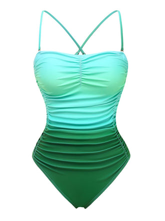 Maillot de bain une pièce froncé vert ombré années 1930