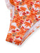 Maillot de bain orange imprimé cocotier tropical années 1960