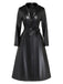 Trench-coat noir en similicuir avec ceinture années 1960 - 1