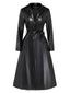 Trench noir en similicuir avec ceinture années 1960