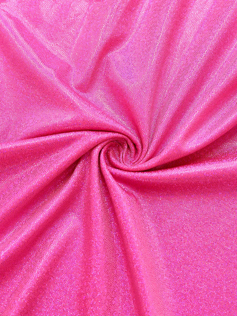 Combinaison disco rose métallisée à décolleté plongeant années 1970